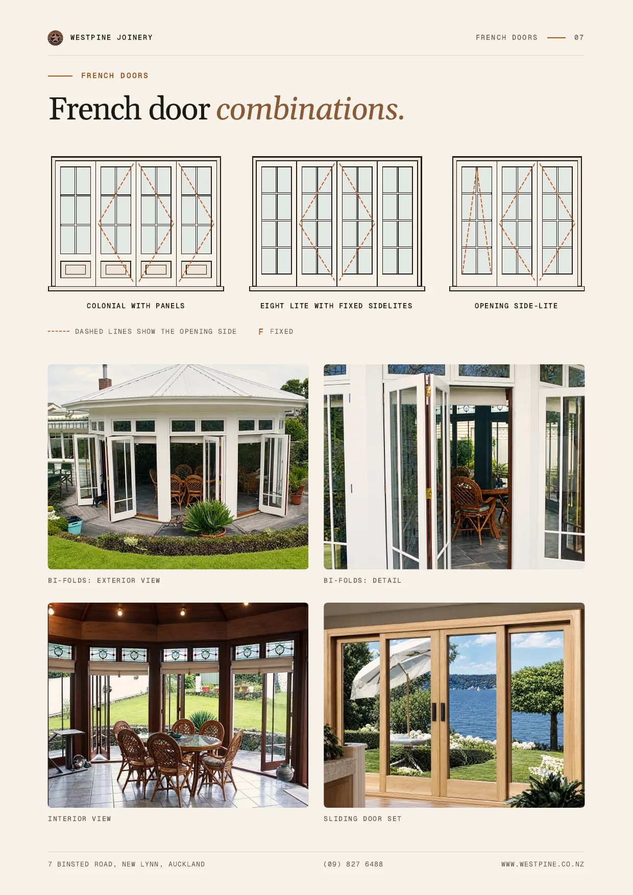 French door combinations page from the Westpine catalogue