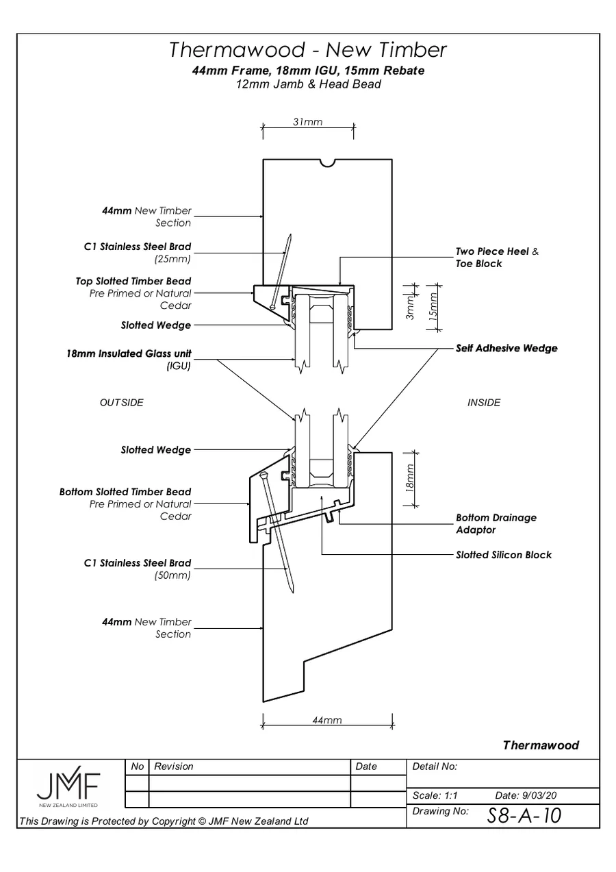 First page of Thermawood glazing details