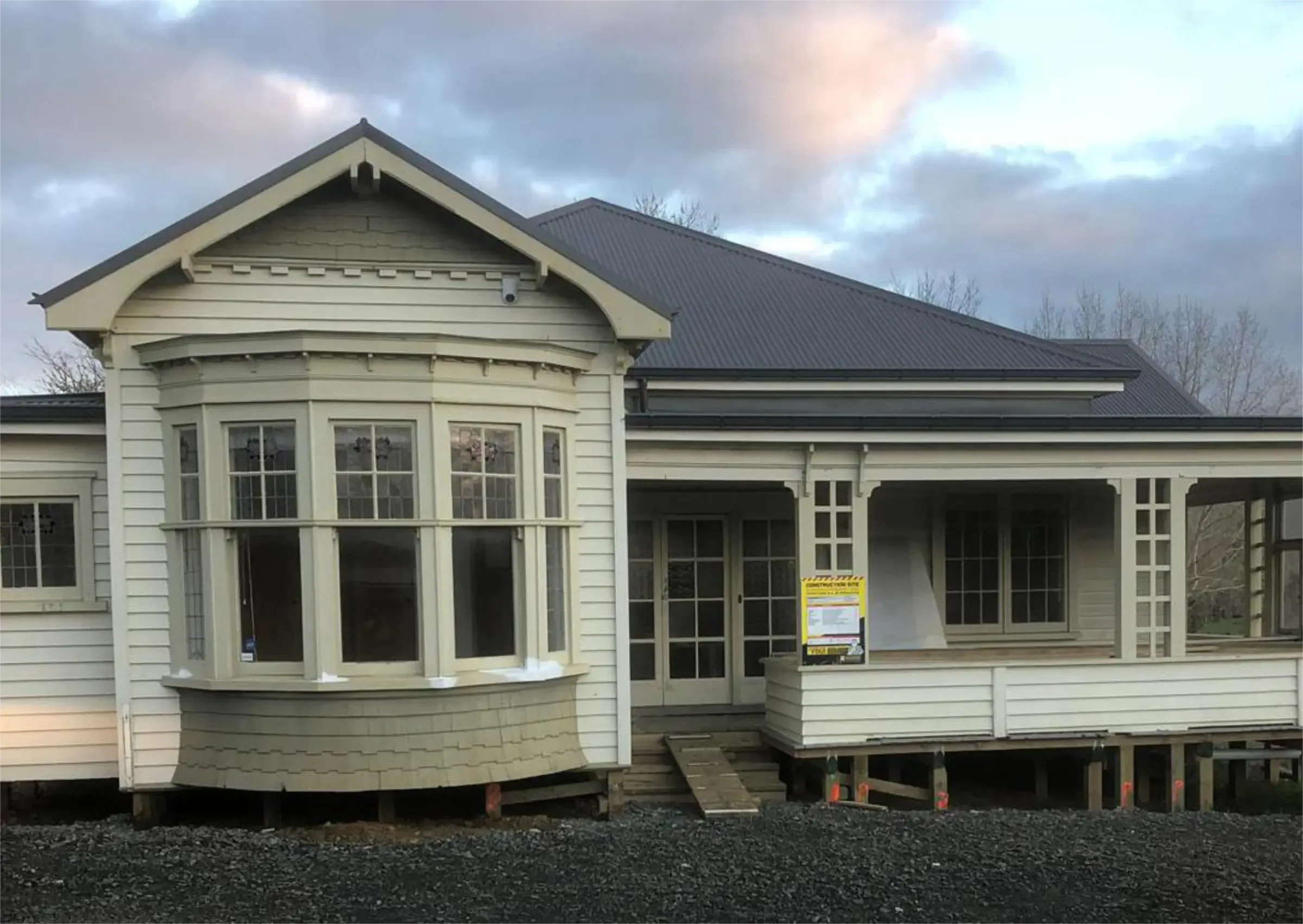 The villa during the renovation, with the verandah still open