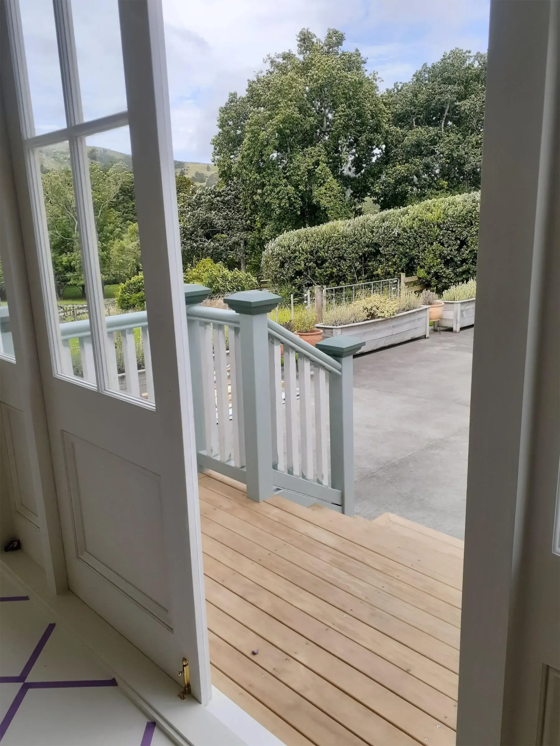 View through the door to the painted landing