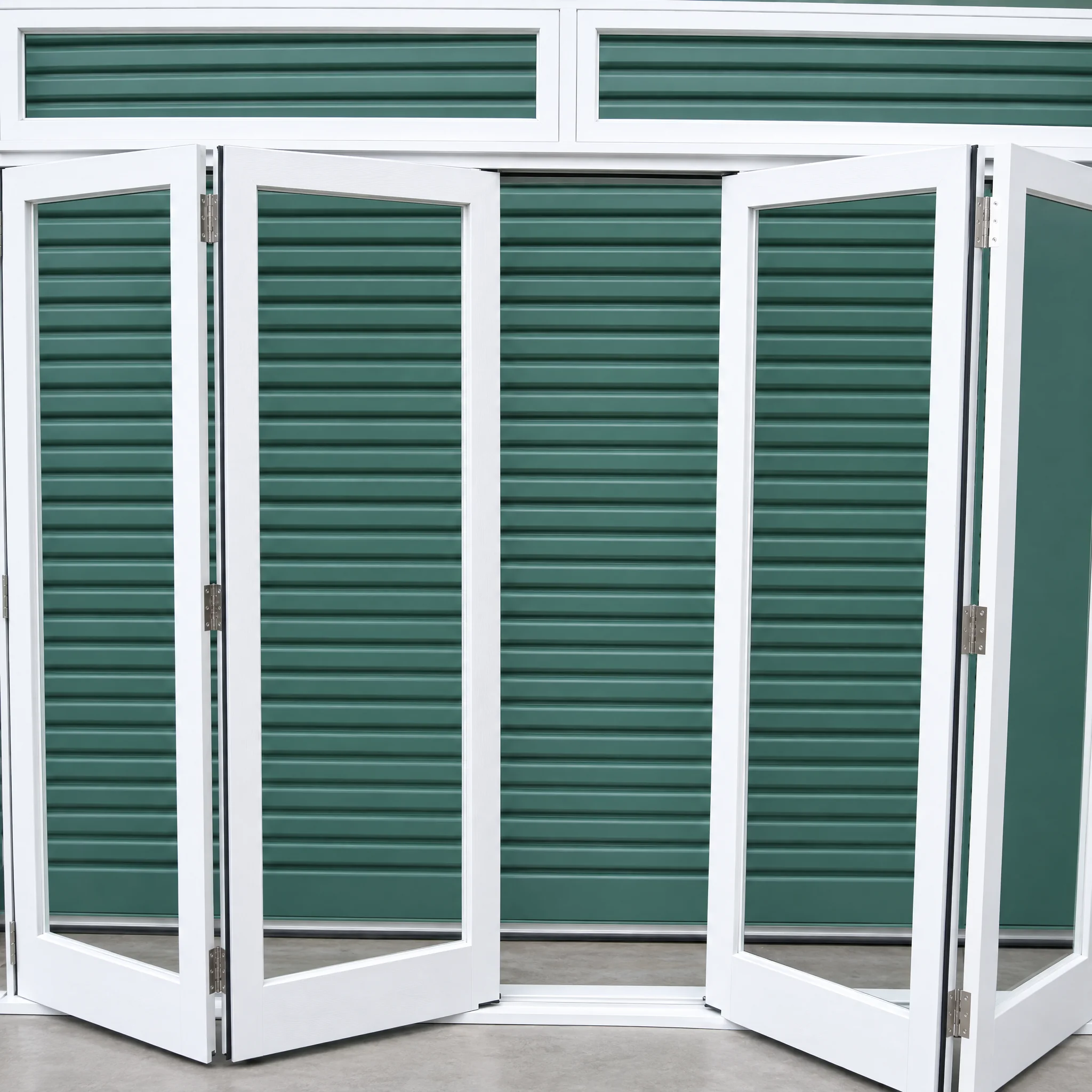 Timber bi-fold doors folded open